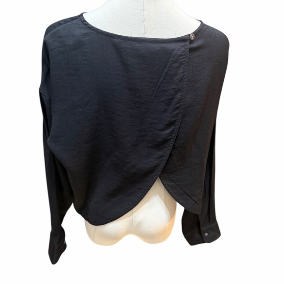 NWT Madewell Long Sleeve Crop Tulip Back Elegant Black Women's Top Small - Picture 5 of 12